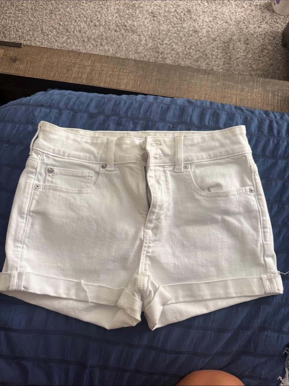 American Eagle Outfitters White Denim Cuffed Shorts